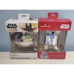 Hallmark Ornaments Star Wars The  Mandalorian & R2D2 Lot Of 2 Disney NEW